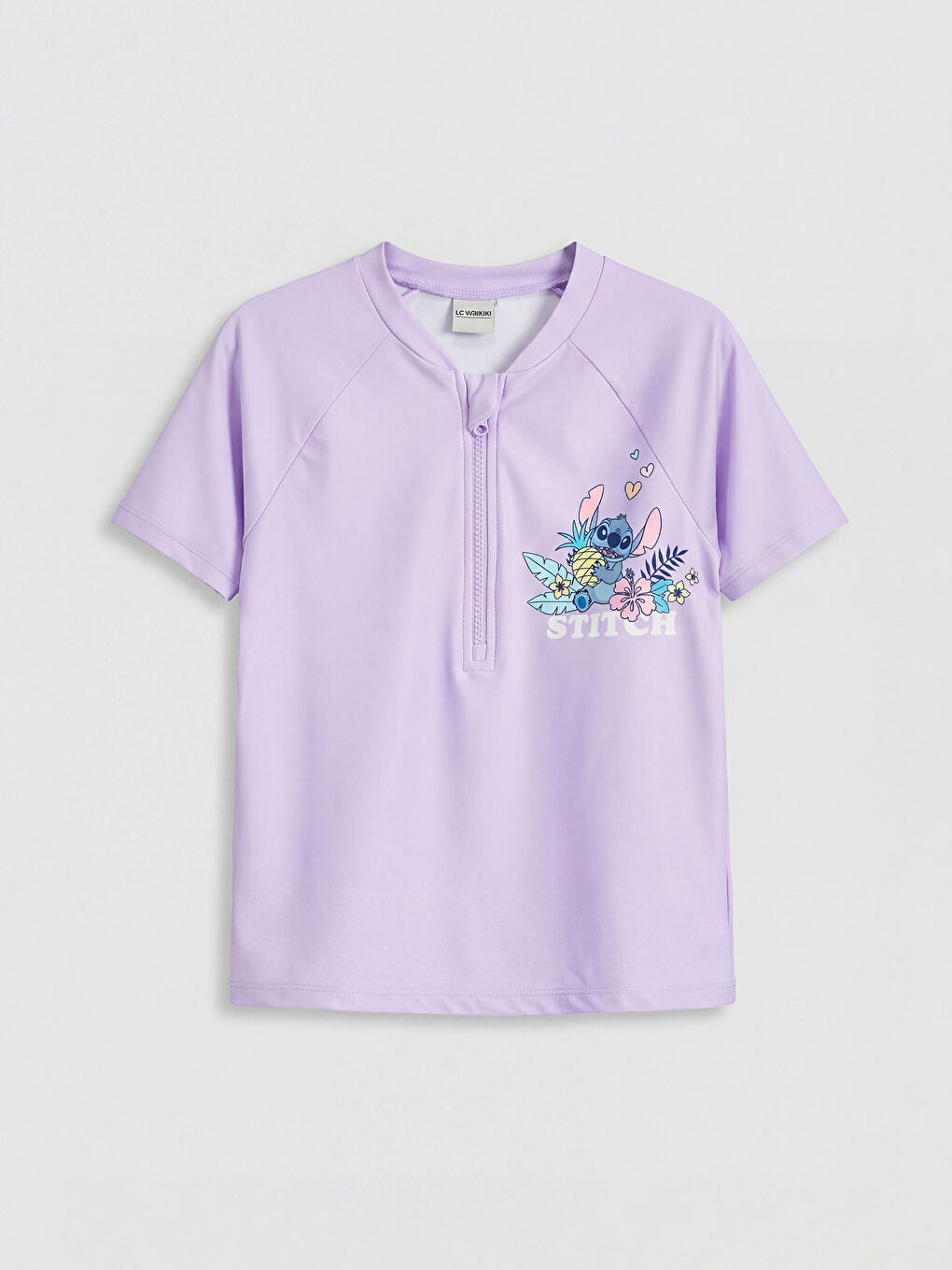 Lila Stitch Baskılı Kız Çocuk Şortlu Bikini-1