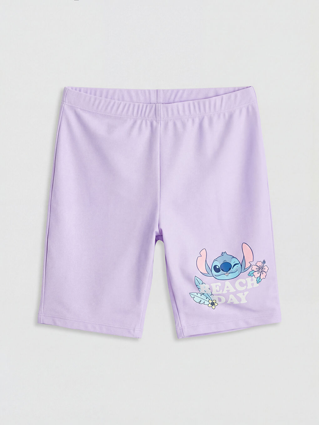 Lila Stitch Baskılı Kız Çocuk Şortlu Bikini-3