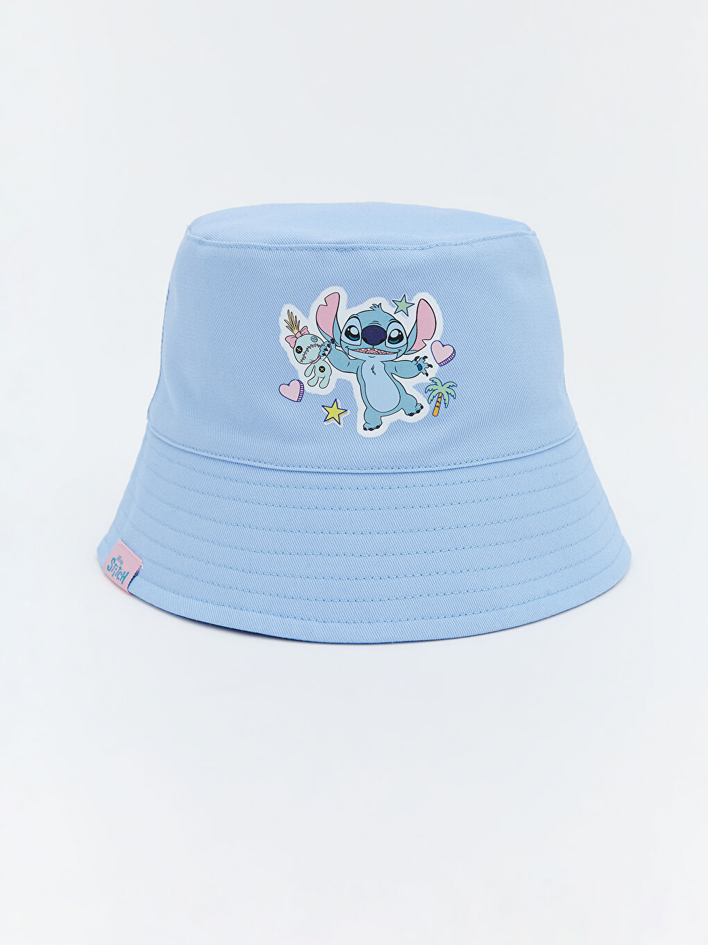 Mavi Stitch Baskılı Kız Bebek Fötr Şapka