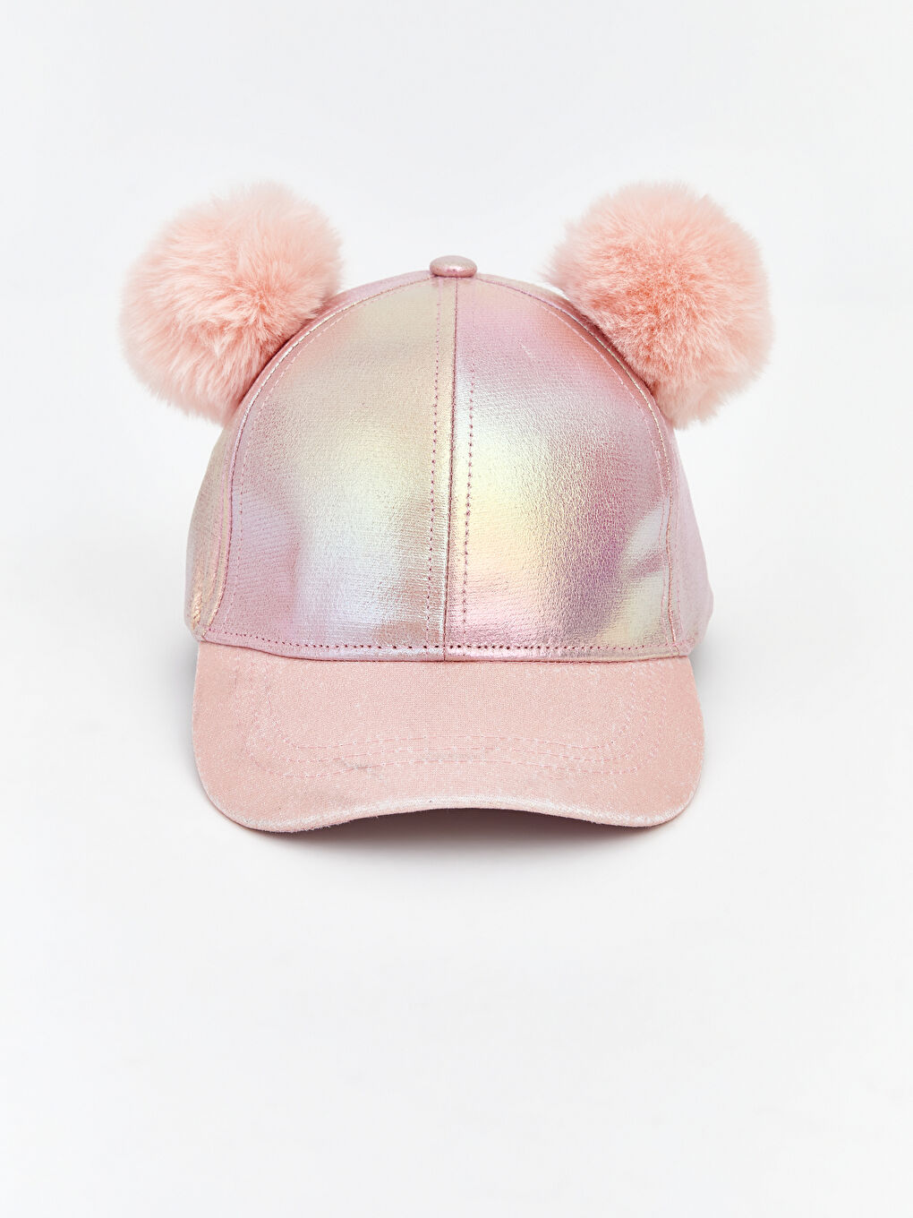 Pembe Ponponlu Kız Bebek Kep Şapka 