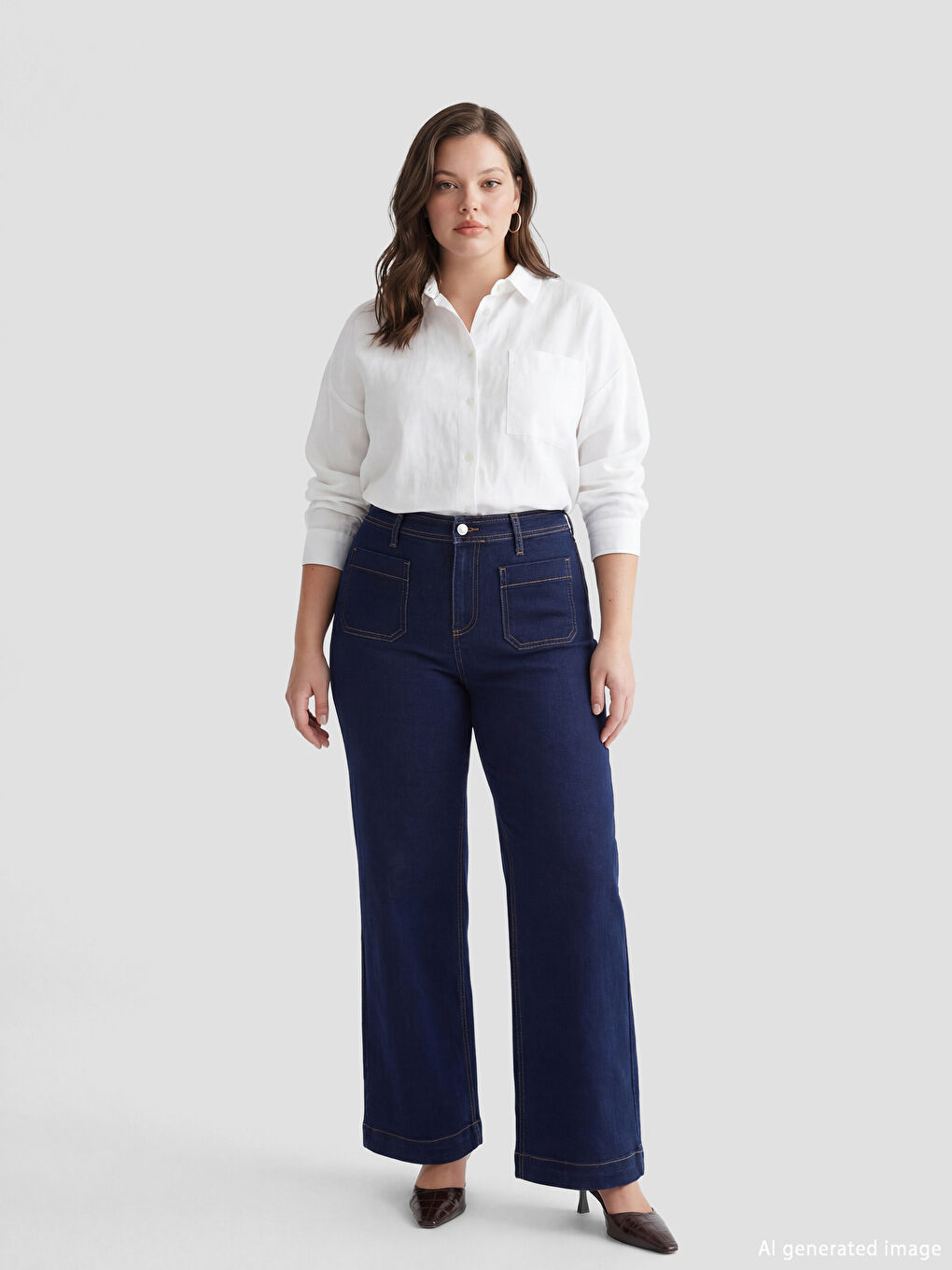 İndigo Wideleg Kadın Jean Pantolon-1