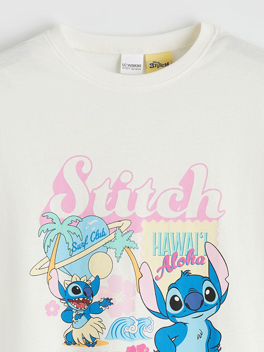 Ekru Stitch Baskılı Kız Çocuk Şortlu Pijama Takımı-2