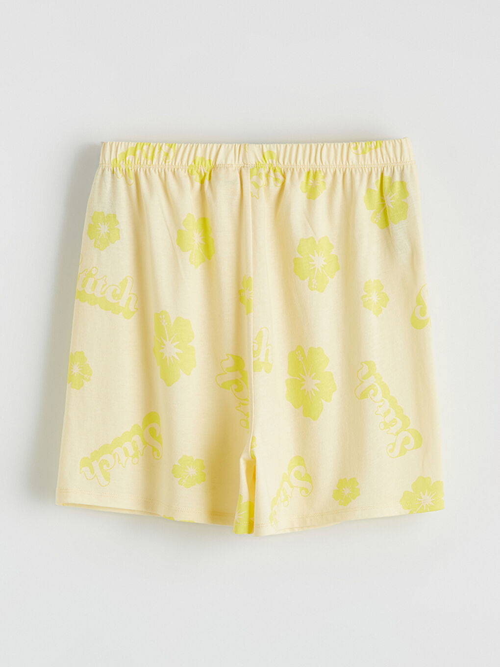 Ekru Stitch Baskılı Kız Çocuk Şortlu Pijama Takımı-6