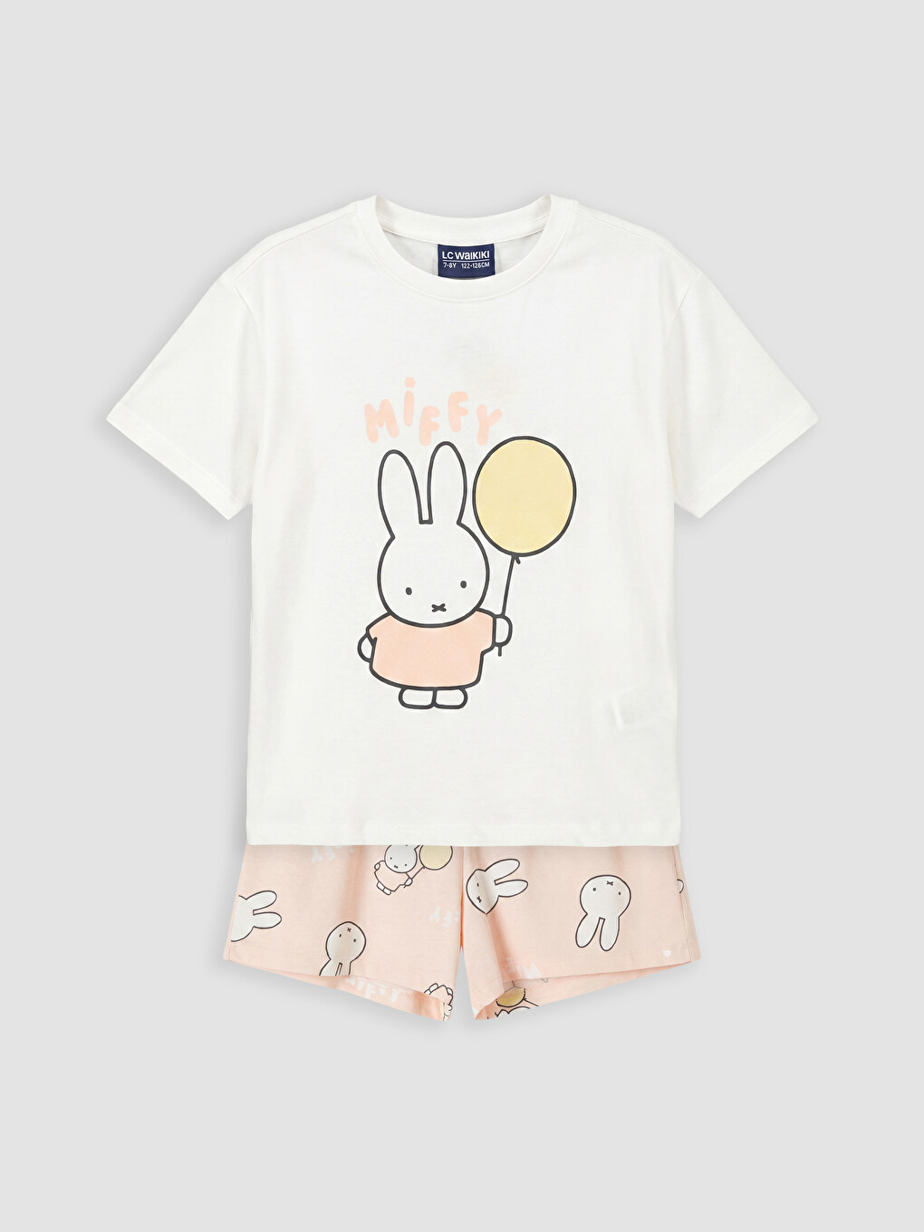 Ekru Miffy Baskılı Kız Çocuk Şortlu Pijama Takımı