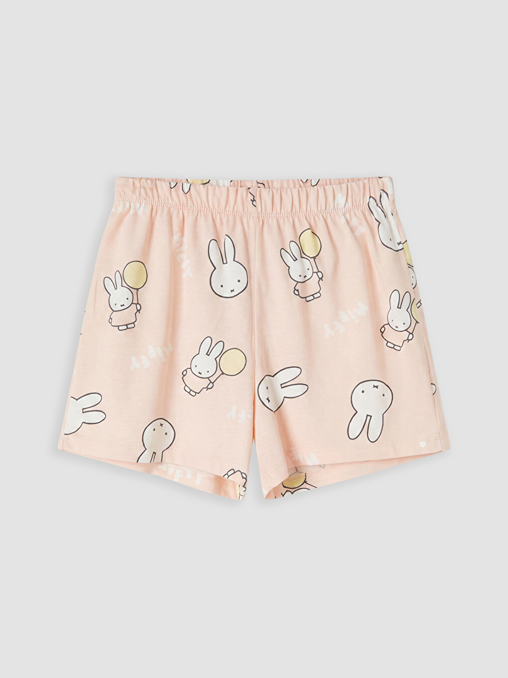 Ekru Miffy Baskılı Kız Çocuk Şortlu Pijama Takımı-5