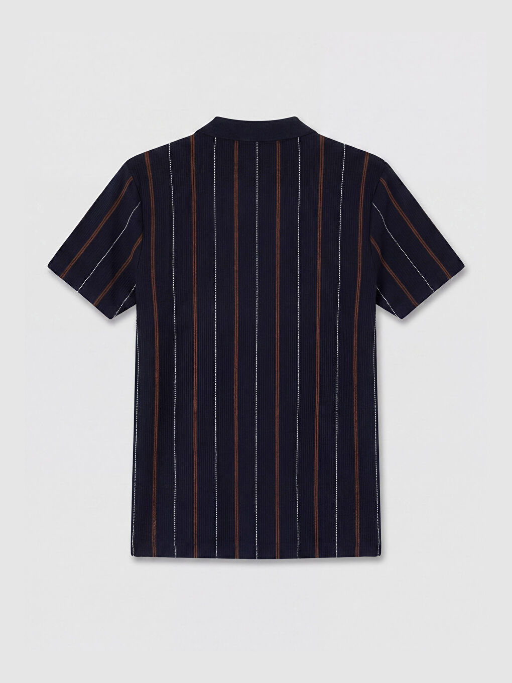 Lacivert Polo Yaka Çizgili Erkek Tişört-1