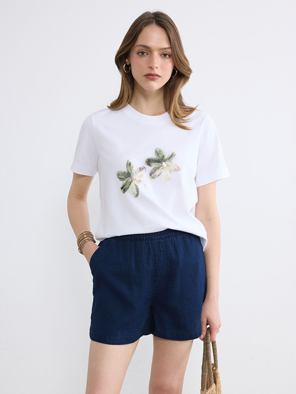 Crew Neck Printed Women's T-Shirt