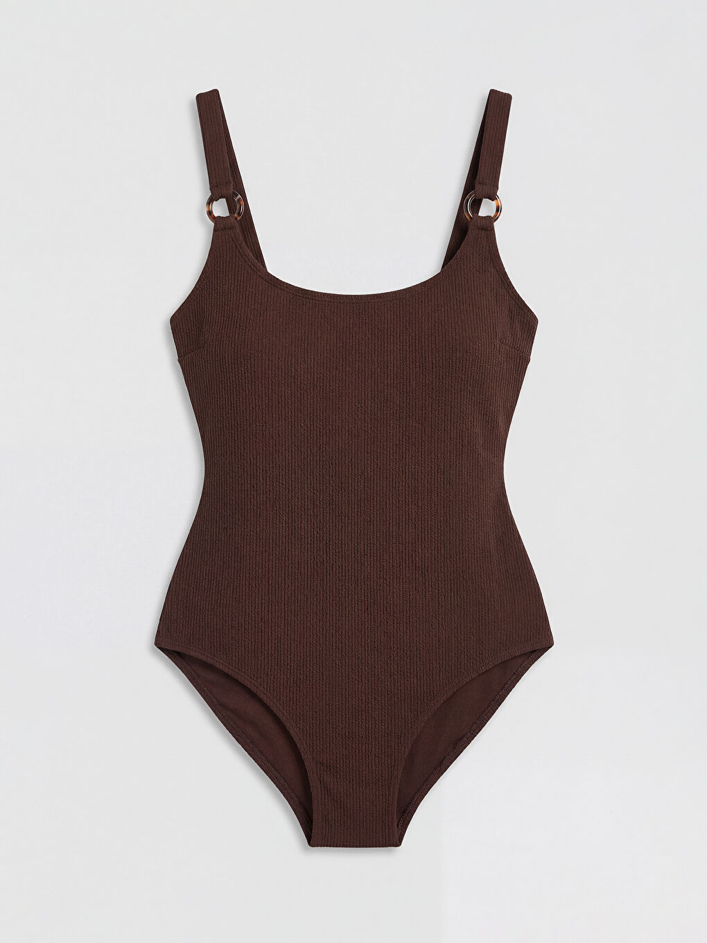 Kahverengi Çıkarılabilir Pedli Halka Detaylı Kadın Mayo