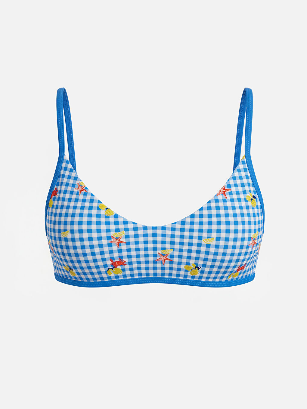 Karışık Çıkarılabilir Pedli Ekose Kadın Bikini Üstü