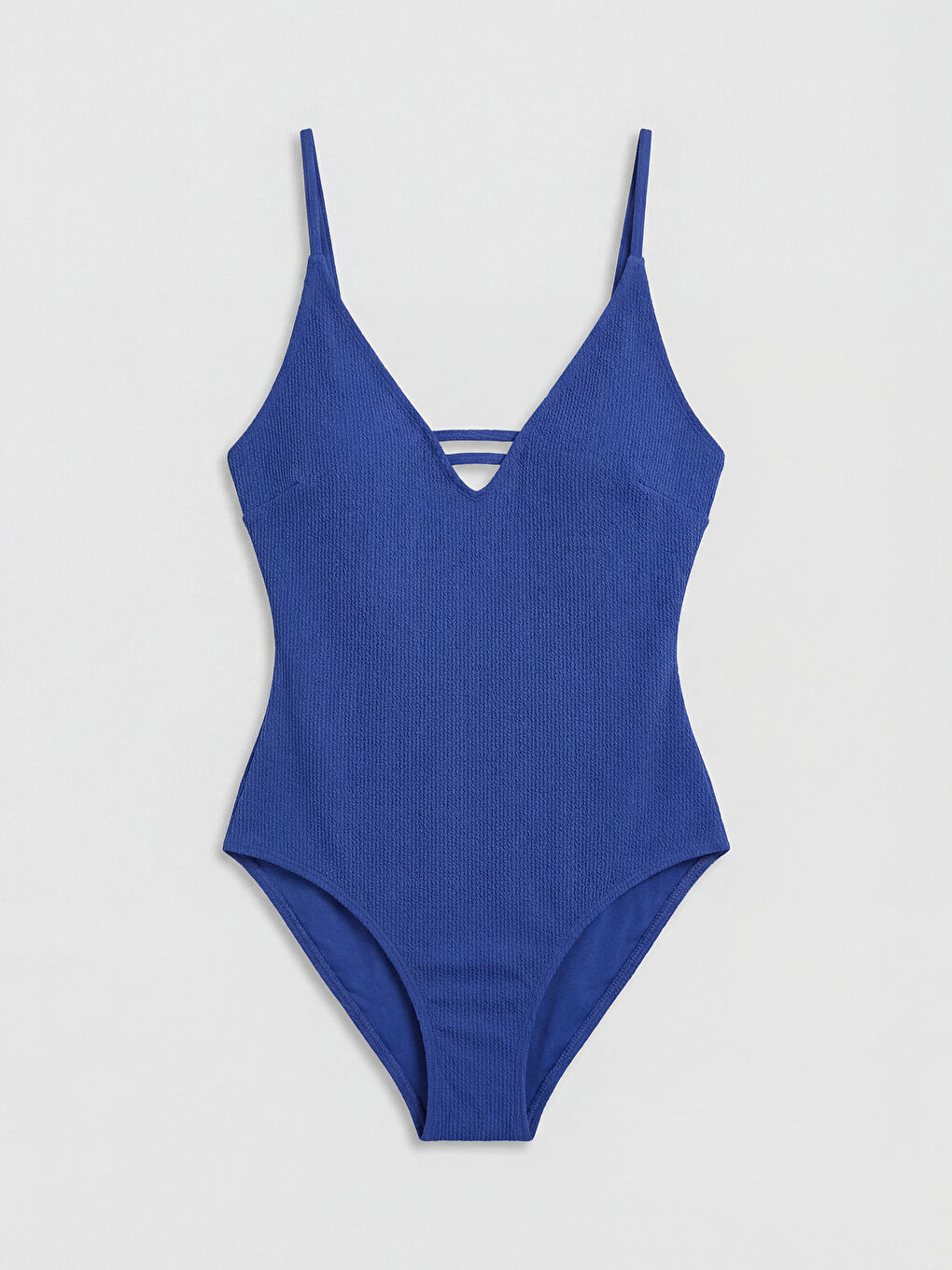 Mavi Bant Detaylı Kadın Çıkarılabilir Pedli Mayo