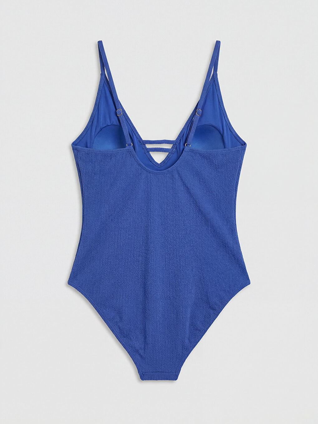 Mavi Bant Detaylı Kadın Çıkarılabilir Pedli Mayo-1