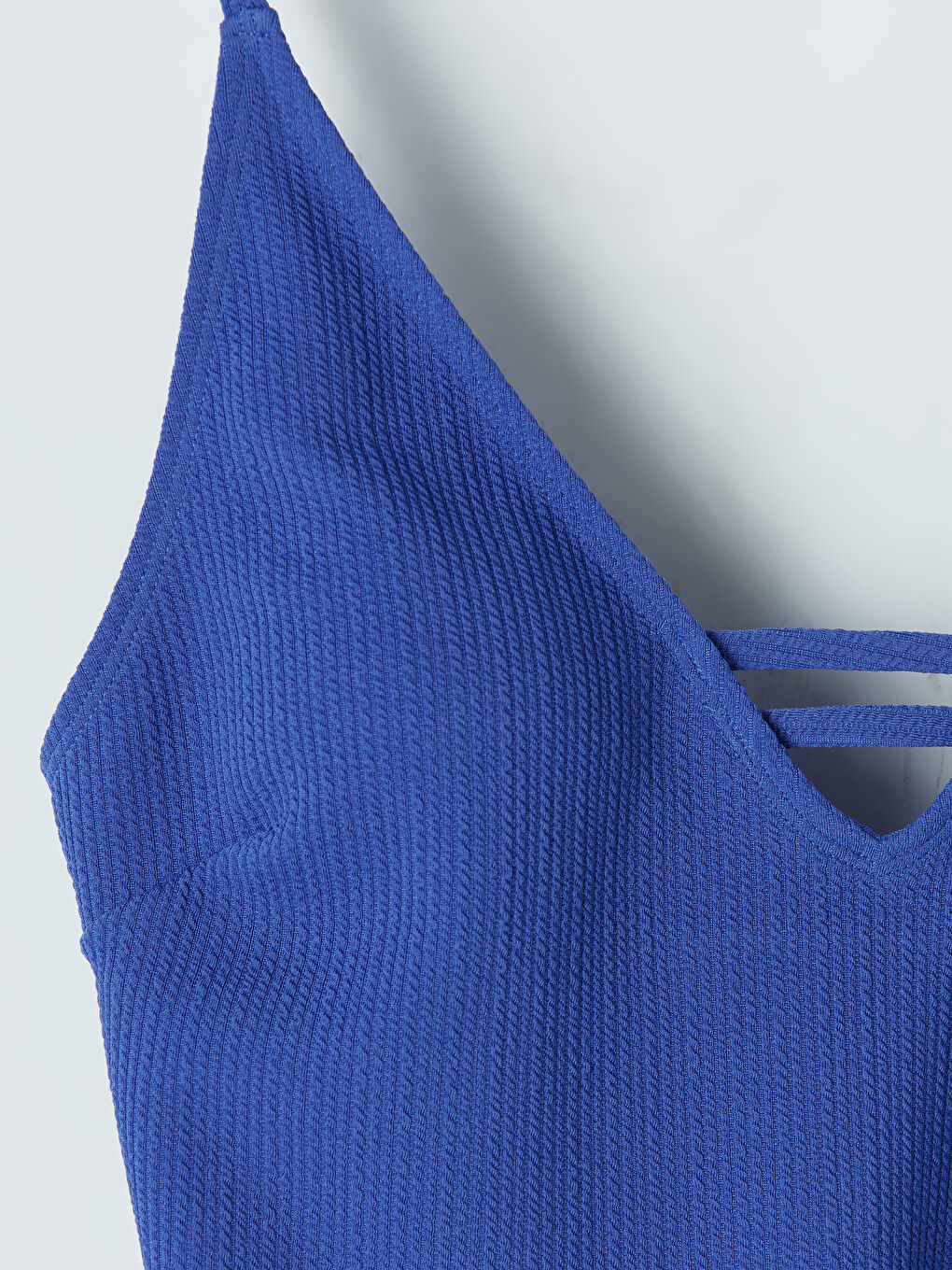 Mavi Bant Detaylı Kadın Çıkarılabilir Pedli Mayo-2