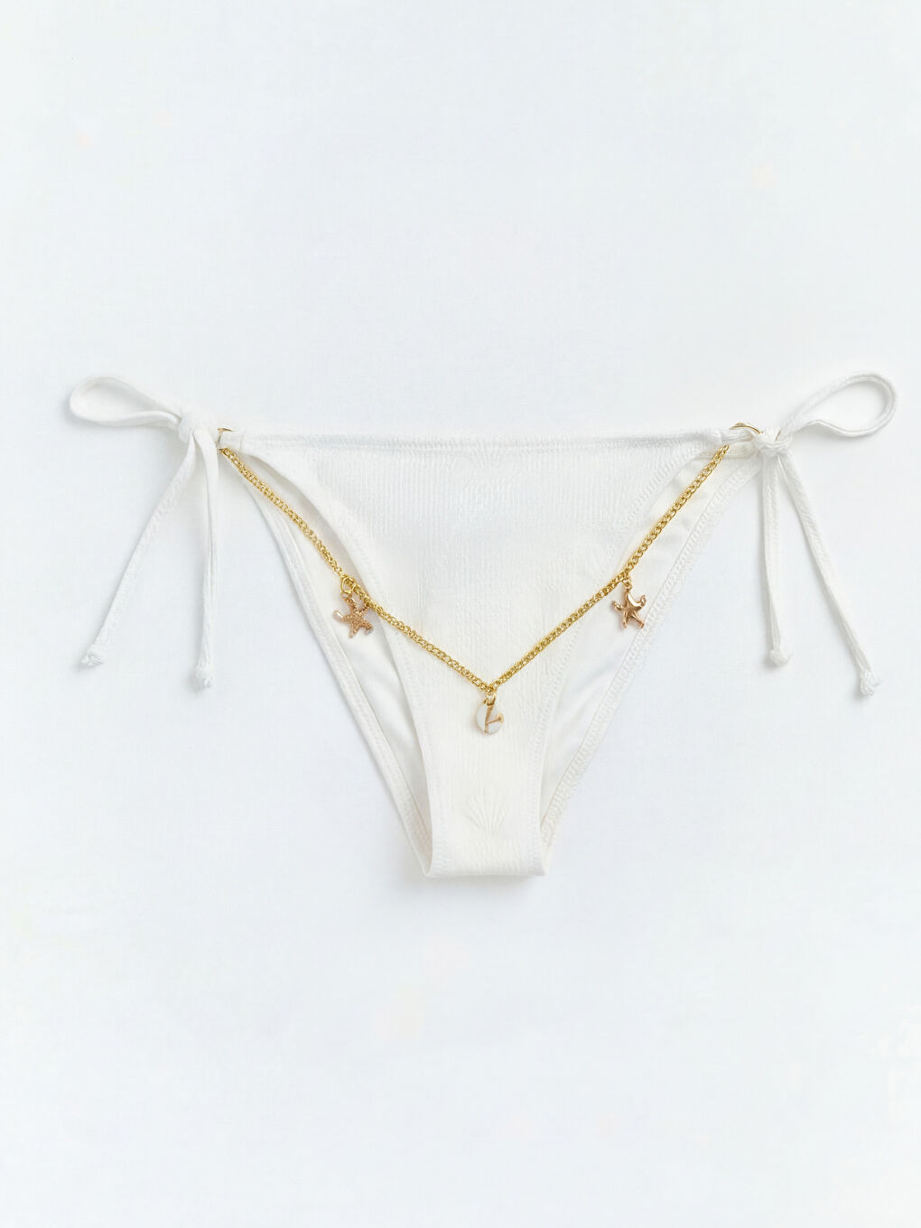 Ekru Zincirli Bağlamalı Kadın Brazilian Bikini Altı