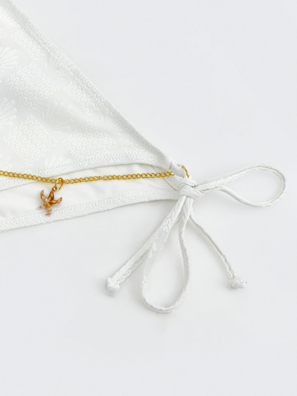 Ekru Zincirli Bağlamalı Kadın Brazilian Bikini Altı-2