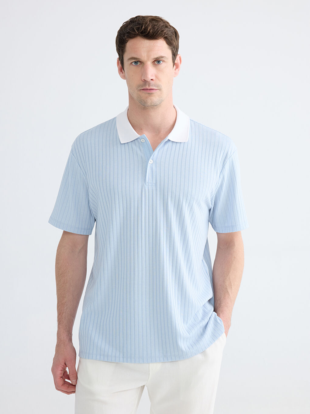 Mavi Polo Yaka Erkek Tişört