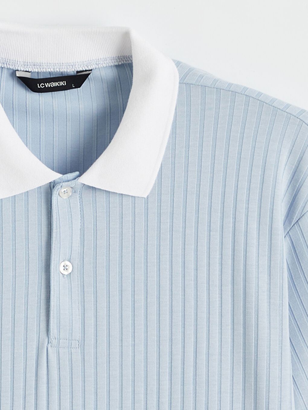 Mavi Polo Yaka Erkek Tişört-5