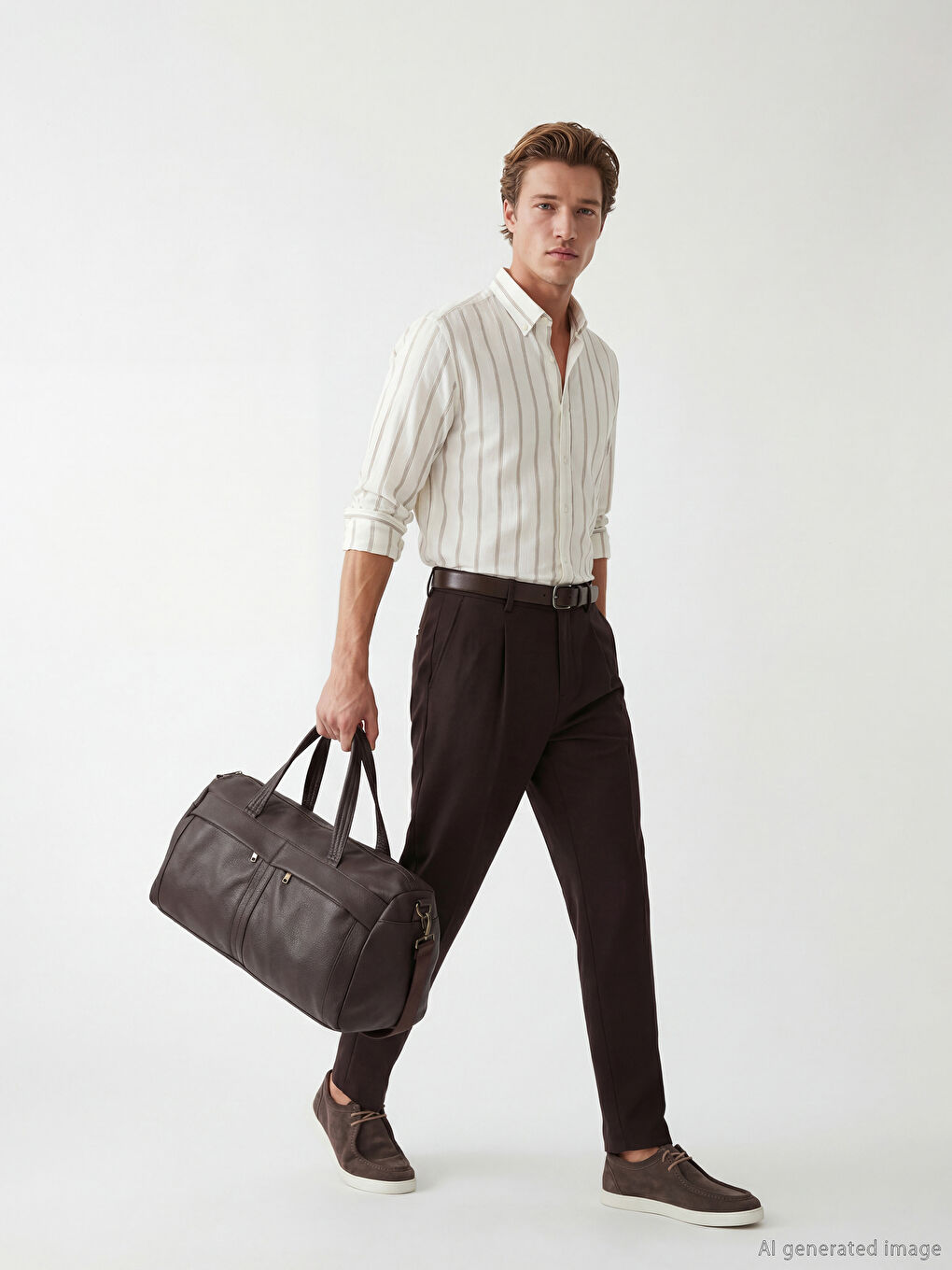 Chemise homme rayée en tissu Dobby coupe régulière-1