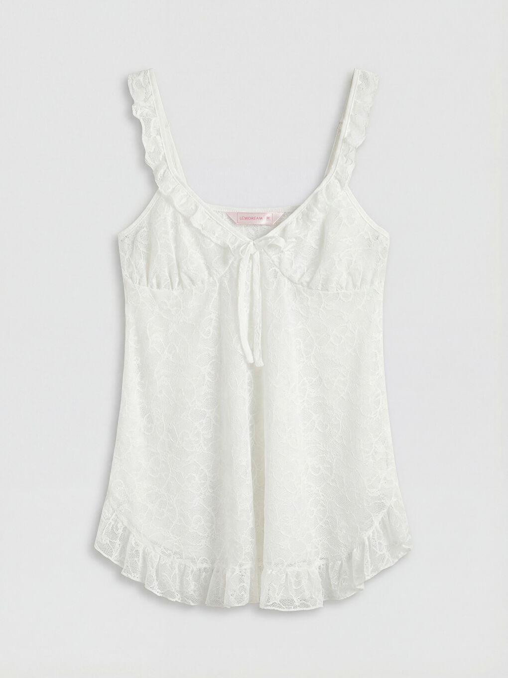 Beyaz V Yaka Dantelli Kadın Fantezi Gecelik