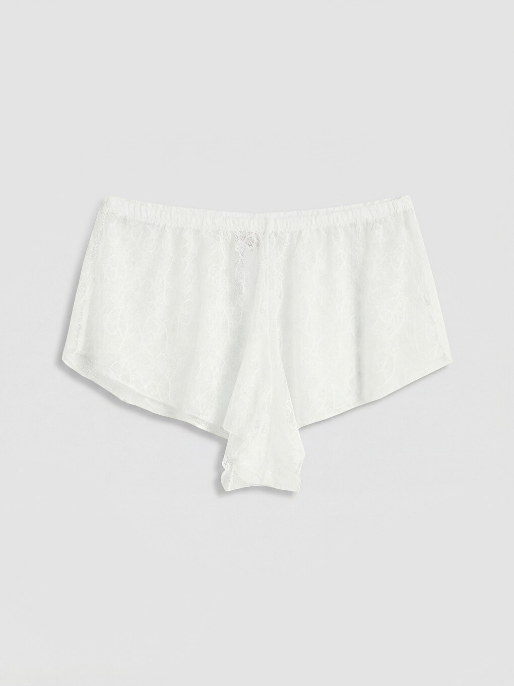 Beyaz Beli Lastikli Kadın Dantelli Şort Pijama Alt