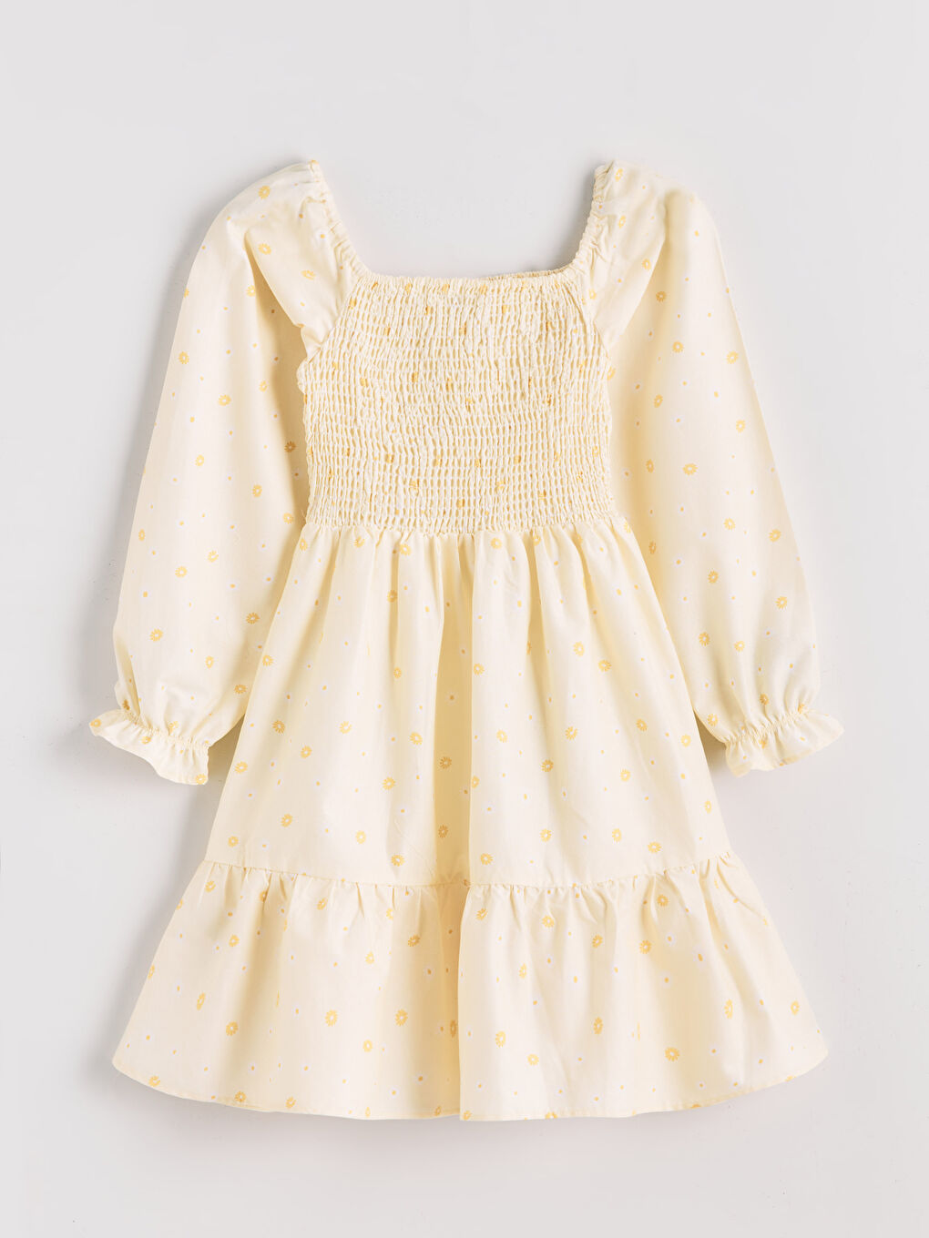 Square Collar Floral Girl's Dress