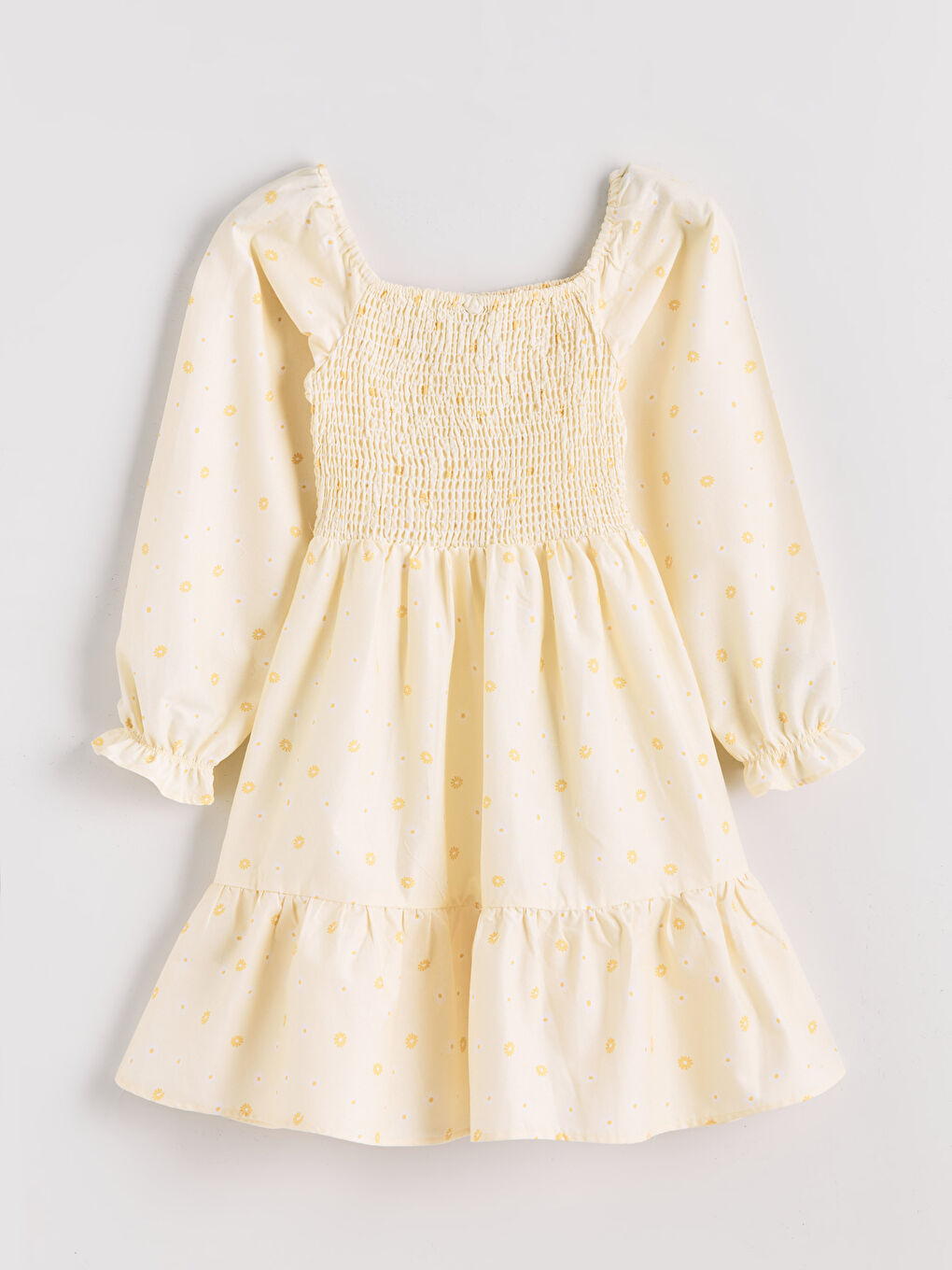 Square Collar Floral Girl's Dress-1