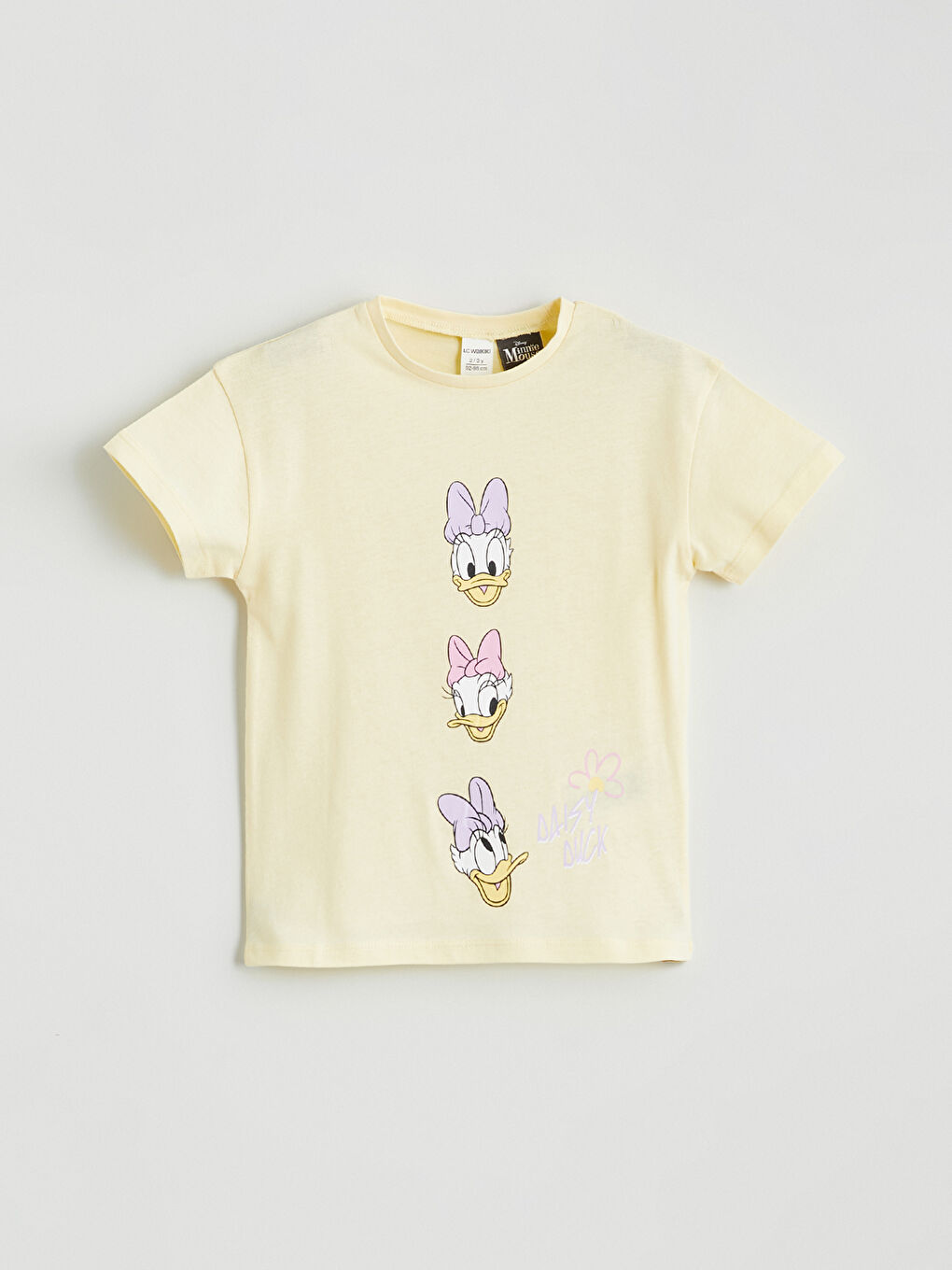Sarı Bisiklet Yaka Daisy Duck Baskılı Kız Çocuk Tişört