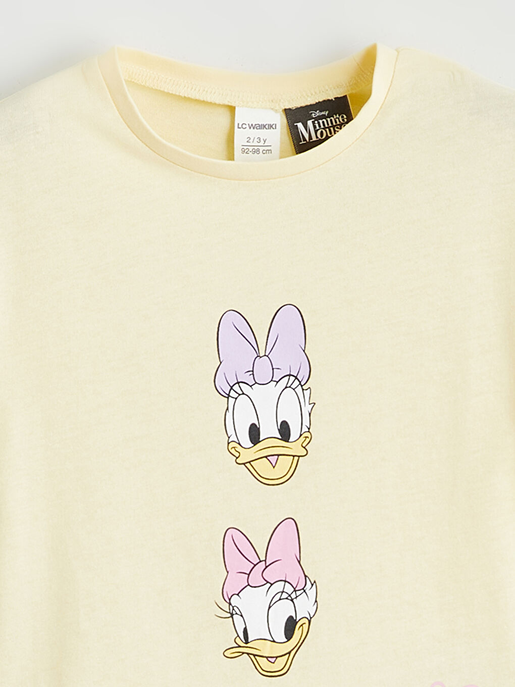 Sarı Bisiklet Yaka Daisy Duck Baskılı Kız Çocuk Tişört-2
