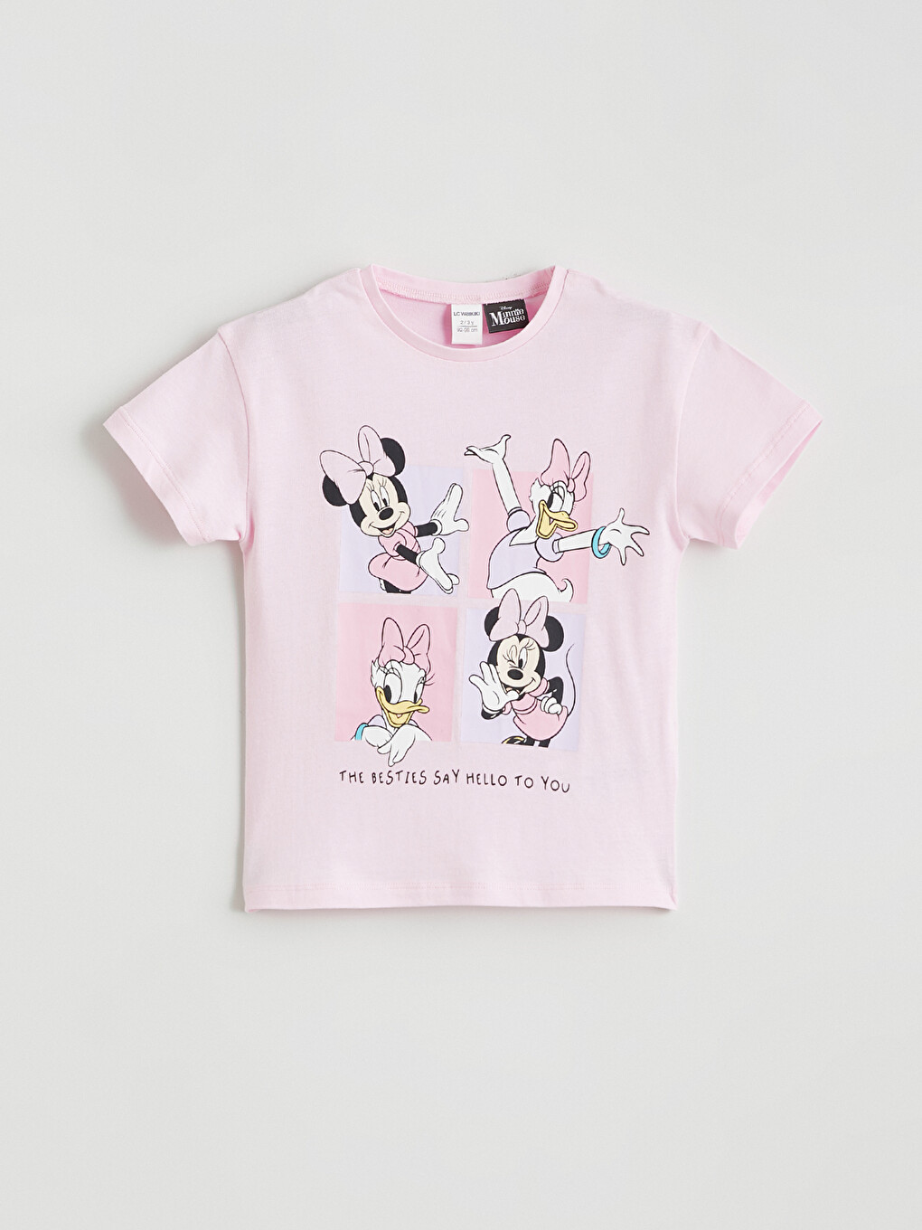 Pembe Minnie Mouse Baskılı Kız Çocuk Tişört-1