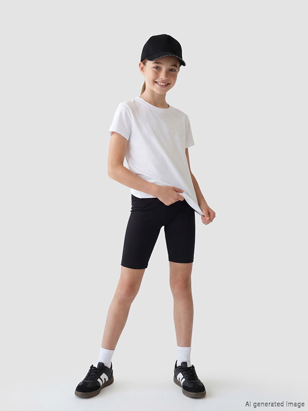 Beyaz Basic Kız Çocuk Kısa Tayt 2'li-0