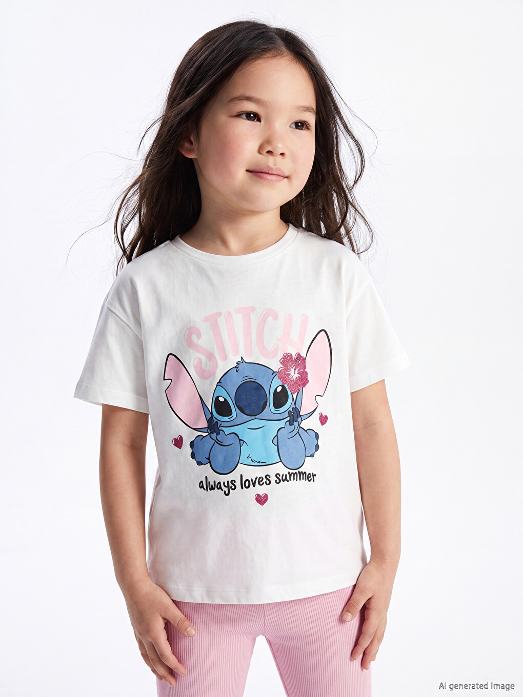 Majica Sa Okruglim Izrezom Lilo & Stitch Štampana Majica Za Devojčice-1