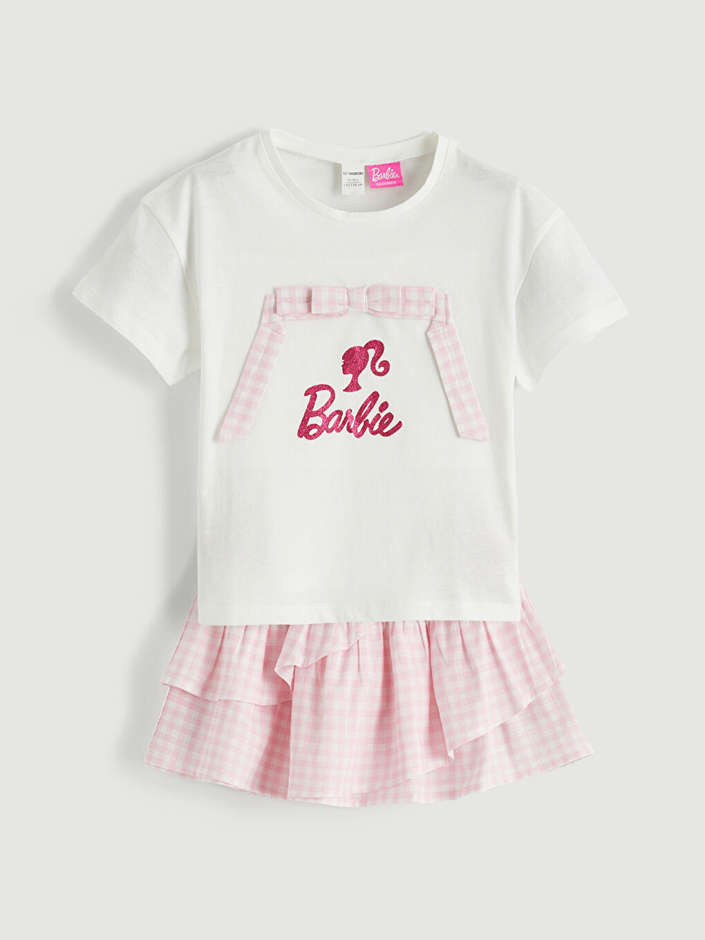 Barbie Printed Girl's T-shirt and Skirt
