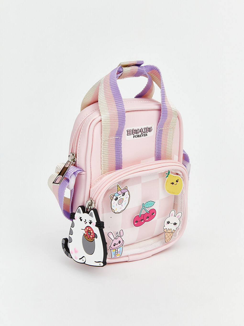 Pembe Ayıcık Baskılı Kız Çocuk Omuz Çantası-1