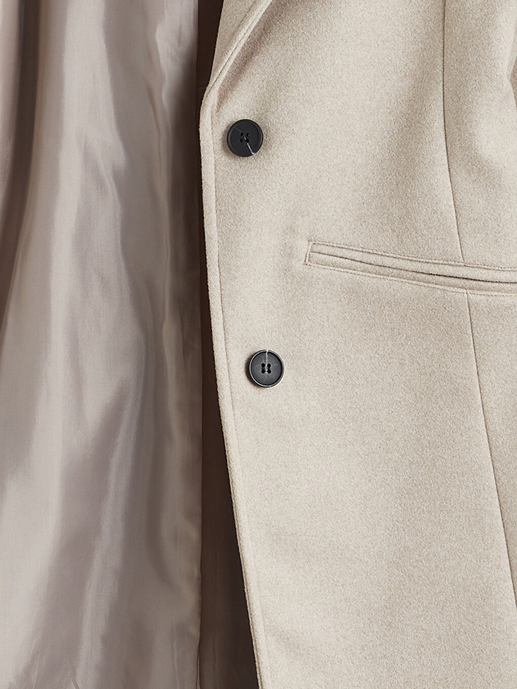 Bej Ceket Yaka Kadın Kaşe Kaban	-5