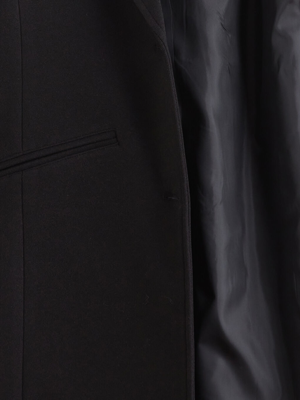 Siyah Ceket Yaka Kadın Kaşe Kaban	-7