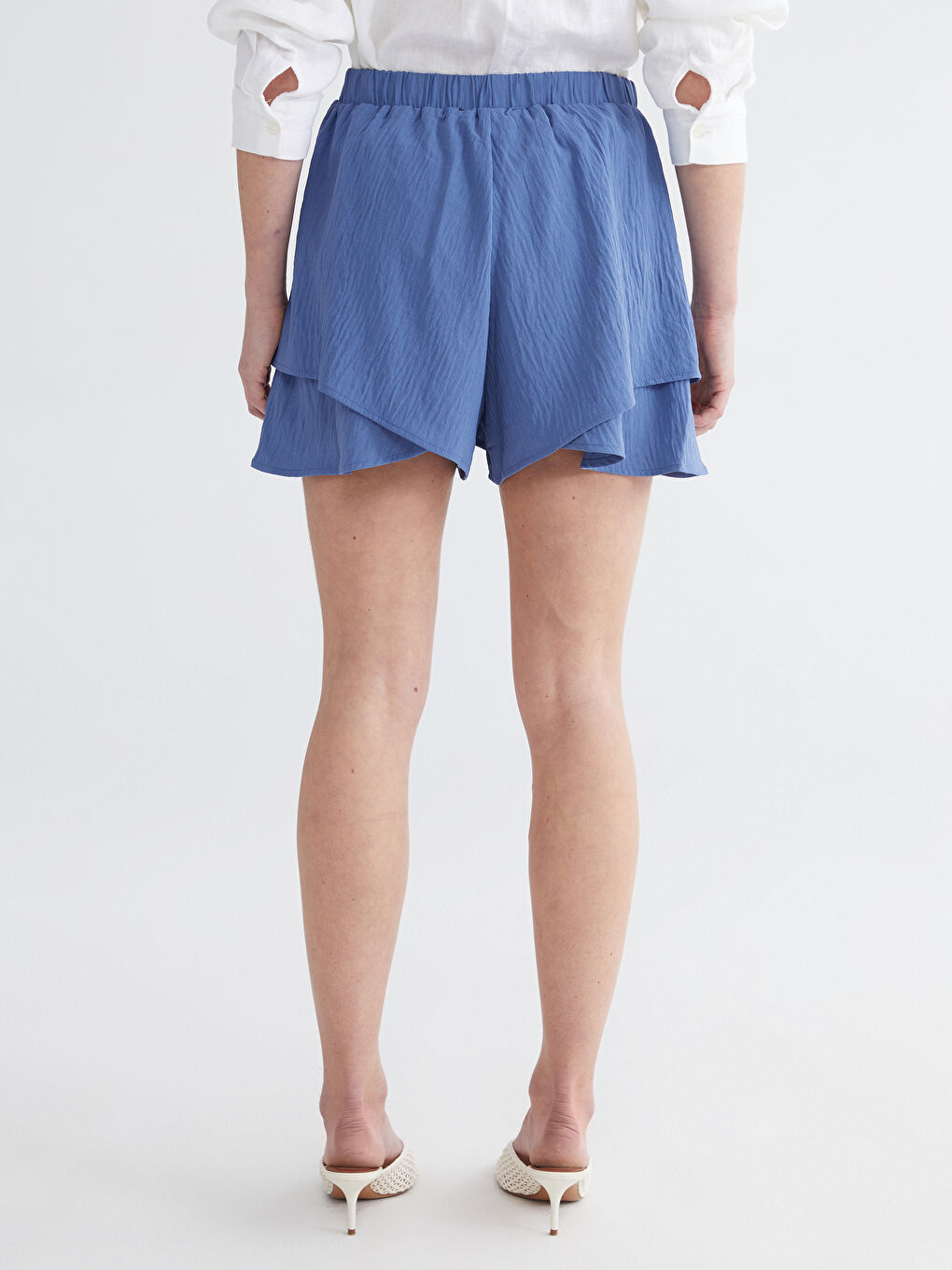 Elastic Waist Textured Women's Shorts-3