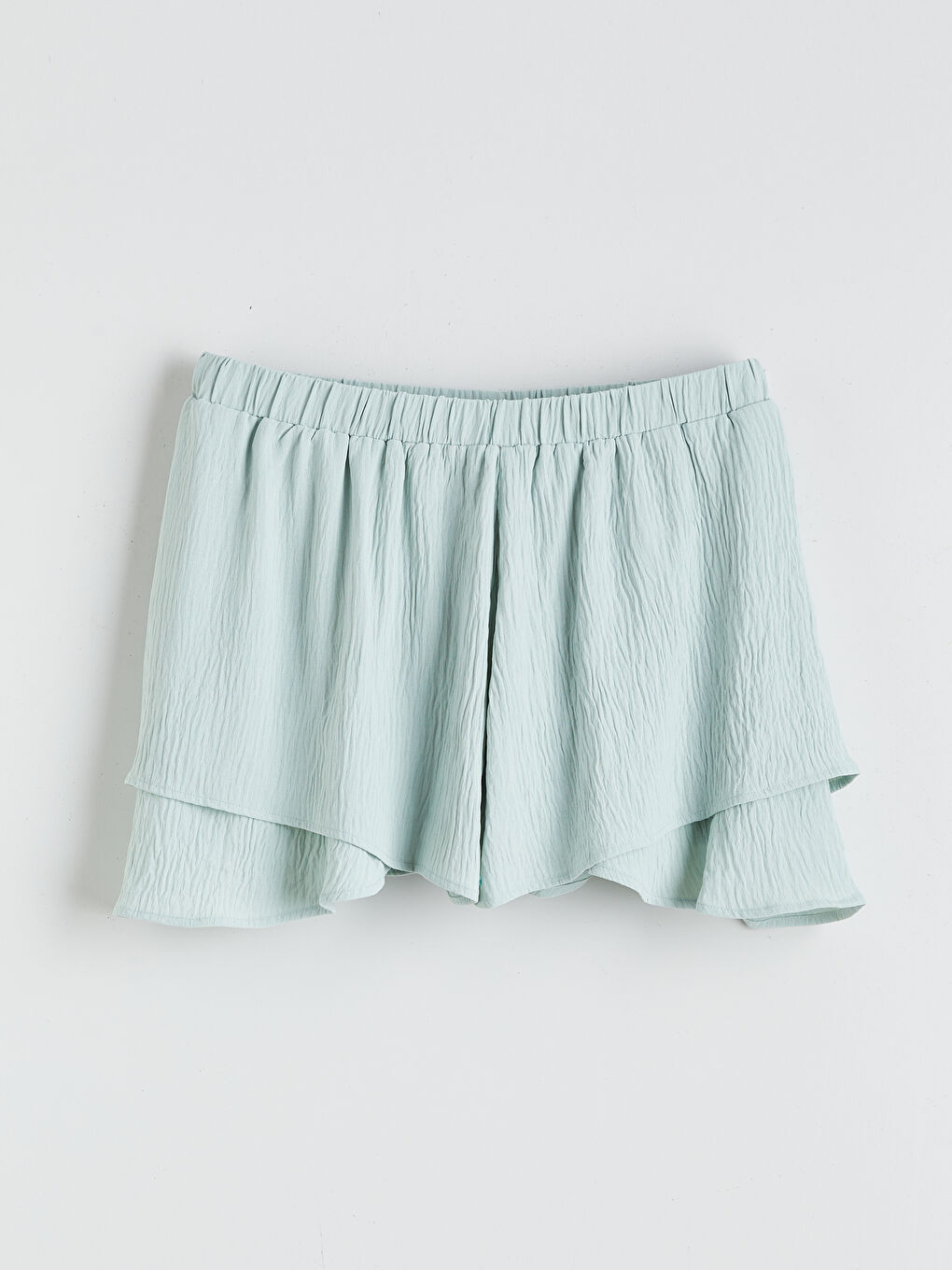 Pantaloni Scurți Texturați cu Talie Elastică pentru Femei-4