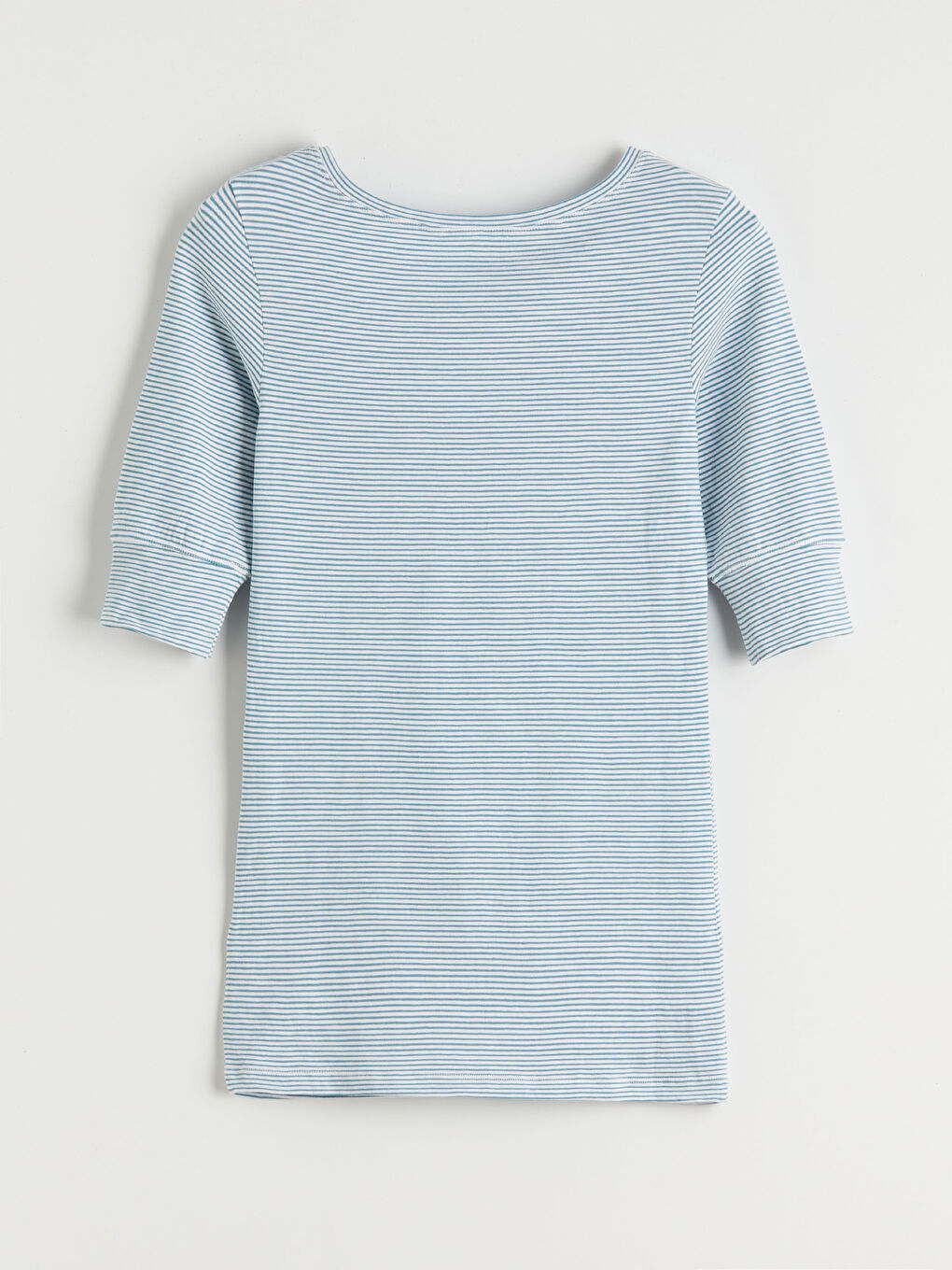 V Neck Striped Women's T-Shirt-5