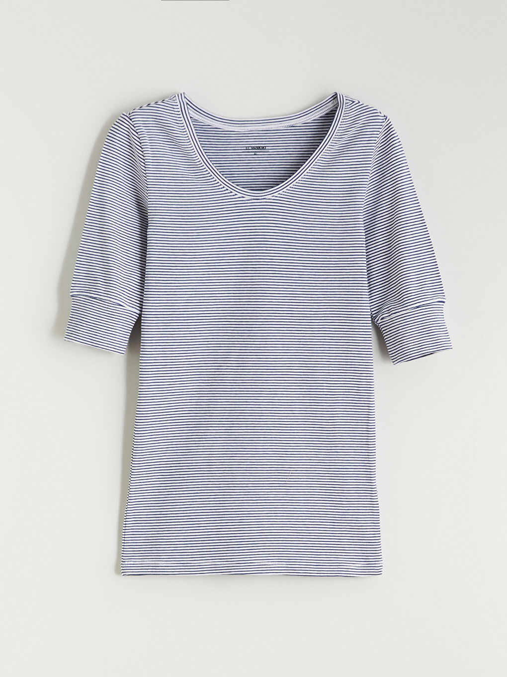 V Neck Striped Women's T-Shirt-4