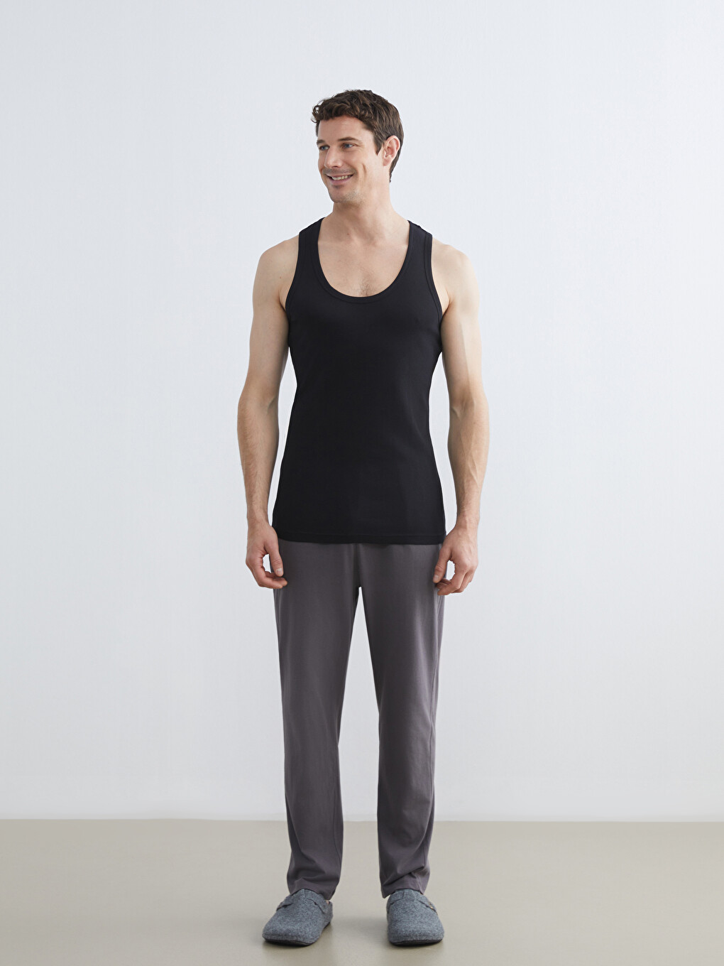 Men's Cotton Tank Top With A U-neck.-1