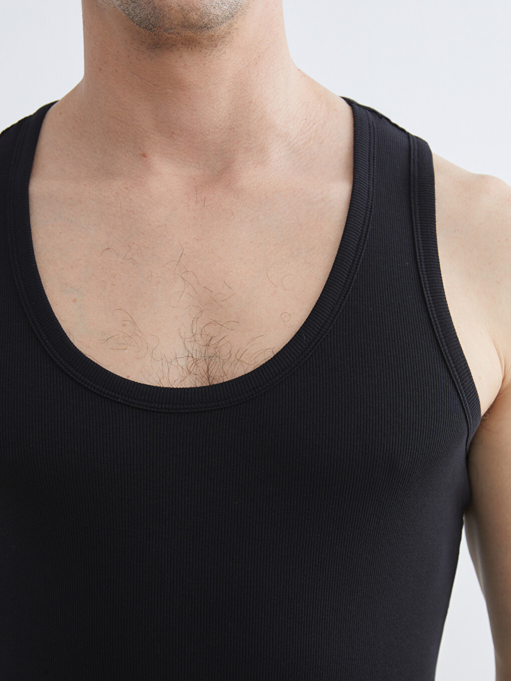 Men's Cotton Tank Top With A U-neck.-2
