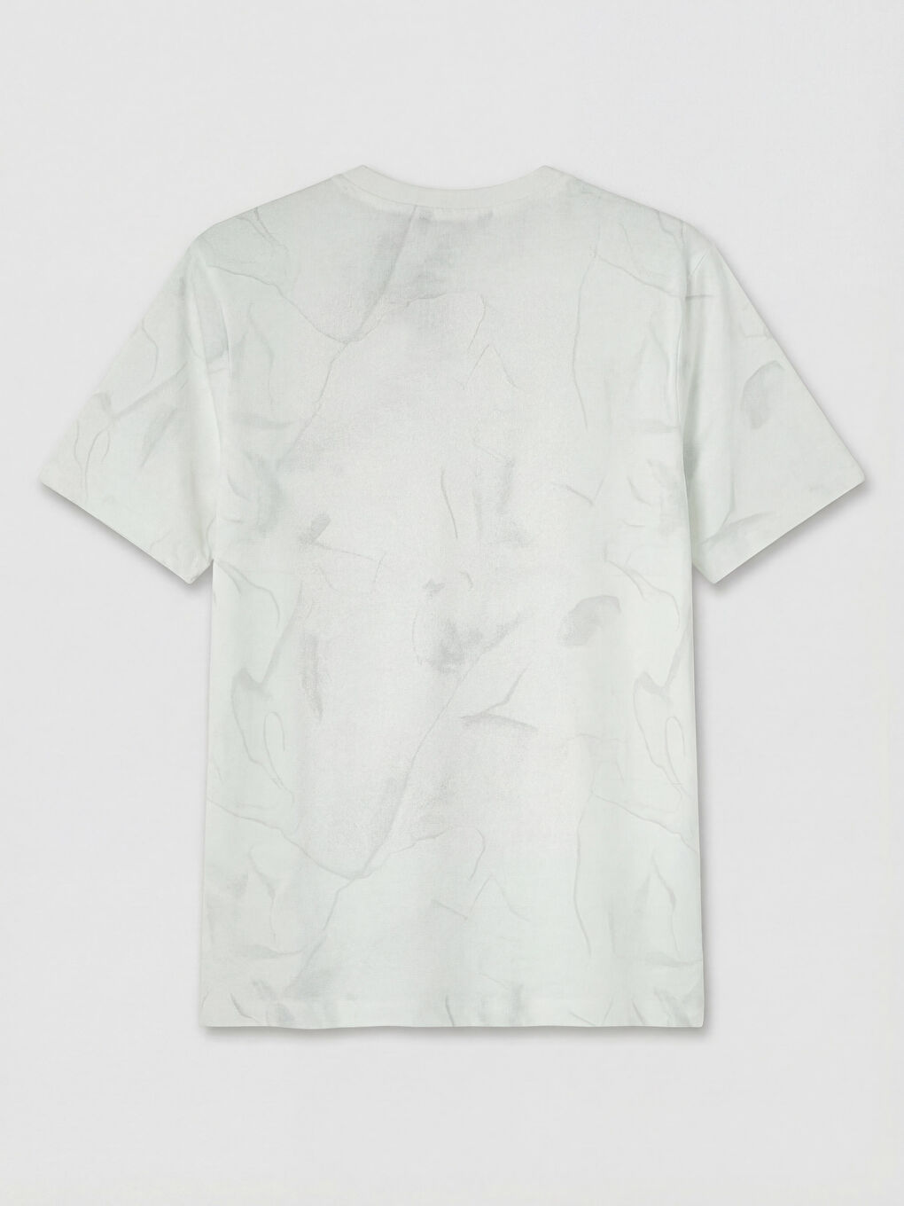 Ekru Bisiklet Yaka Baskılı Erkek Tişört-1