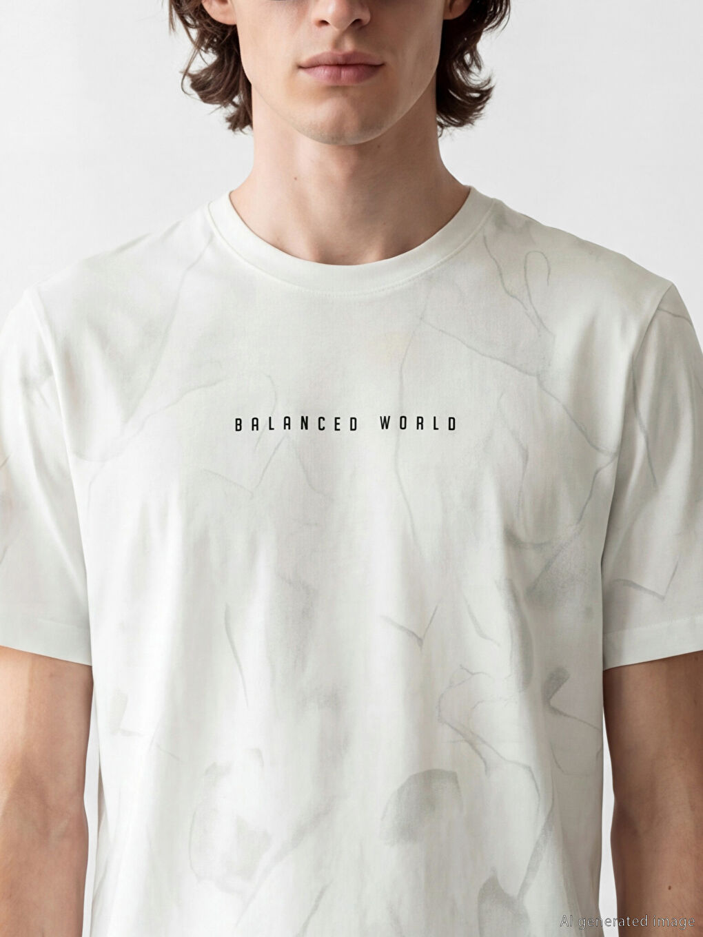 Мъжка тениска с щампа и обло деколте-2