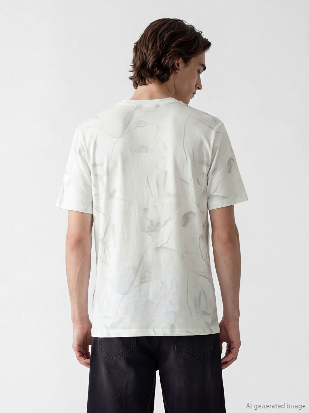 Мъжка тениска с щампа и обло деколте-3