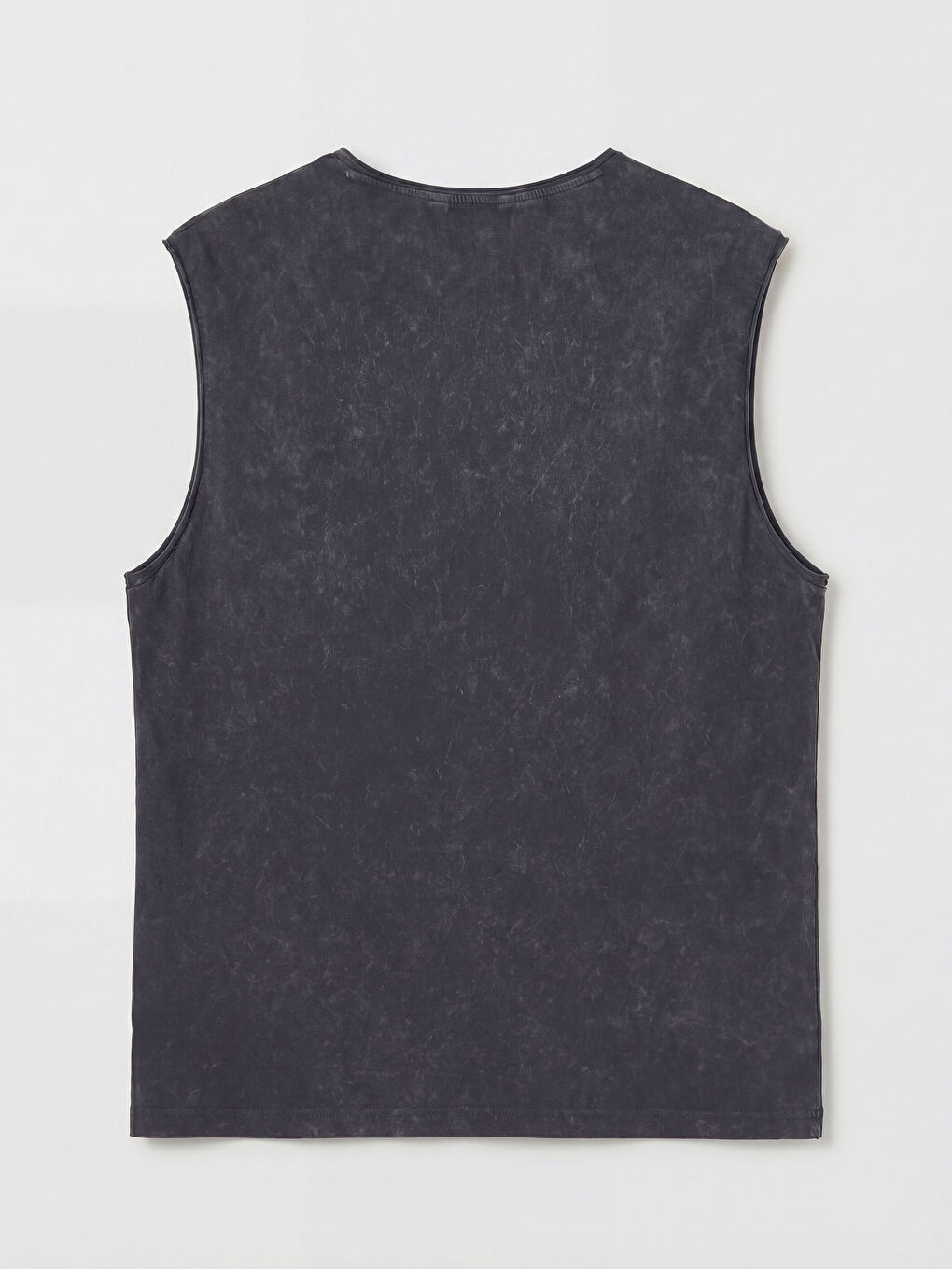 Antrasit Bisiklet Yaka Penye Erkek Kolsuz Tişört-1