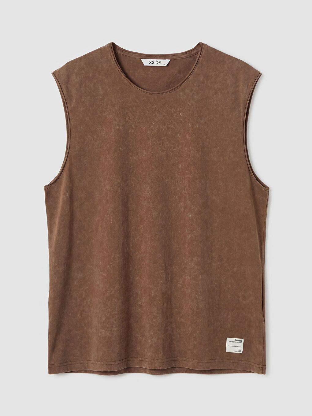 Kahverengi Bisiklet Yaka Penye Erkek Kolsuz Tişört