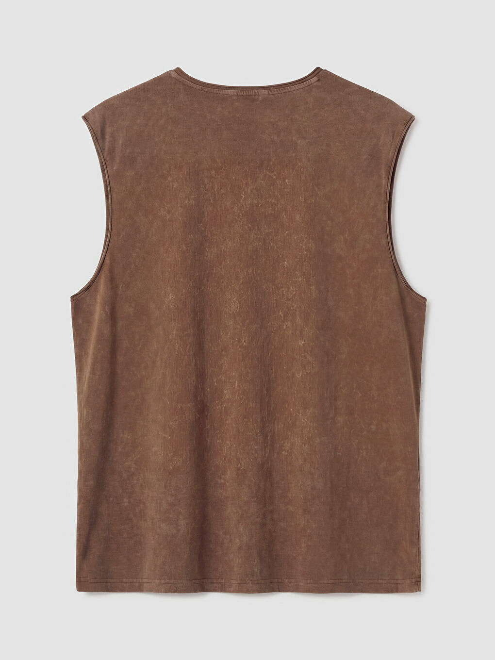 Kahverengi Bisiklet Yaka Penye Erkek Kolsuz Tişört-1