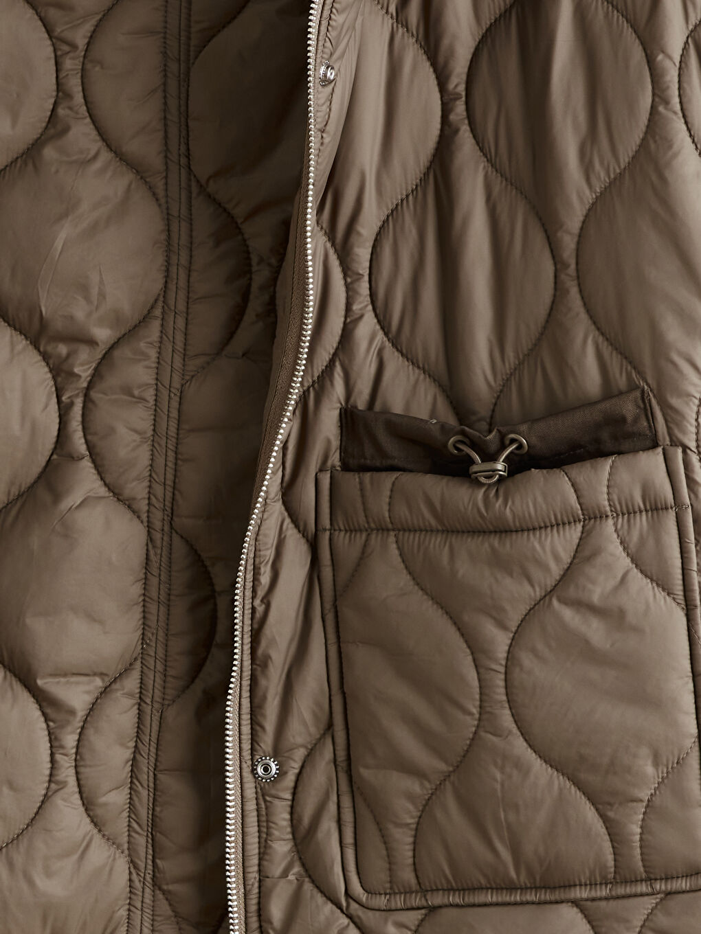 Funnel Neck Quilted Women's Puffer Coat-7