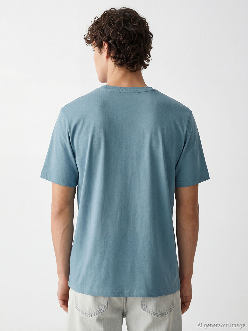 Mavi İstanbul Baskılı Bisiklet Yaka Erkek Tişört-3