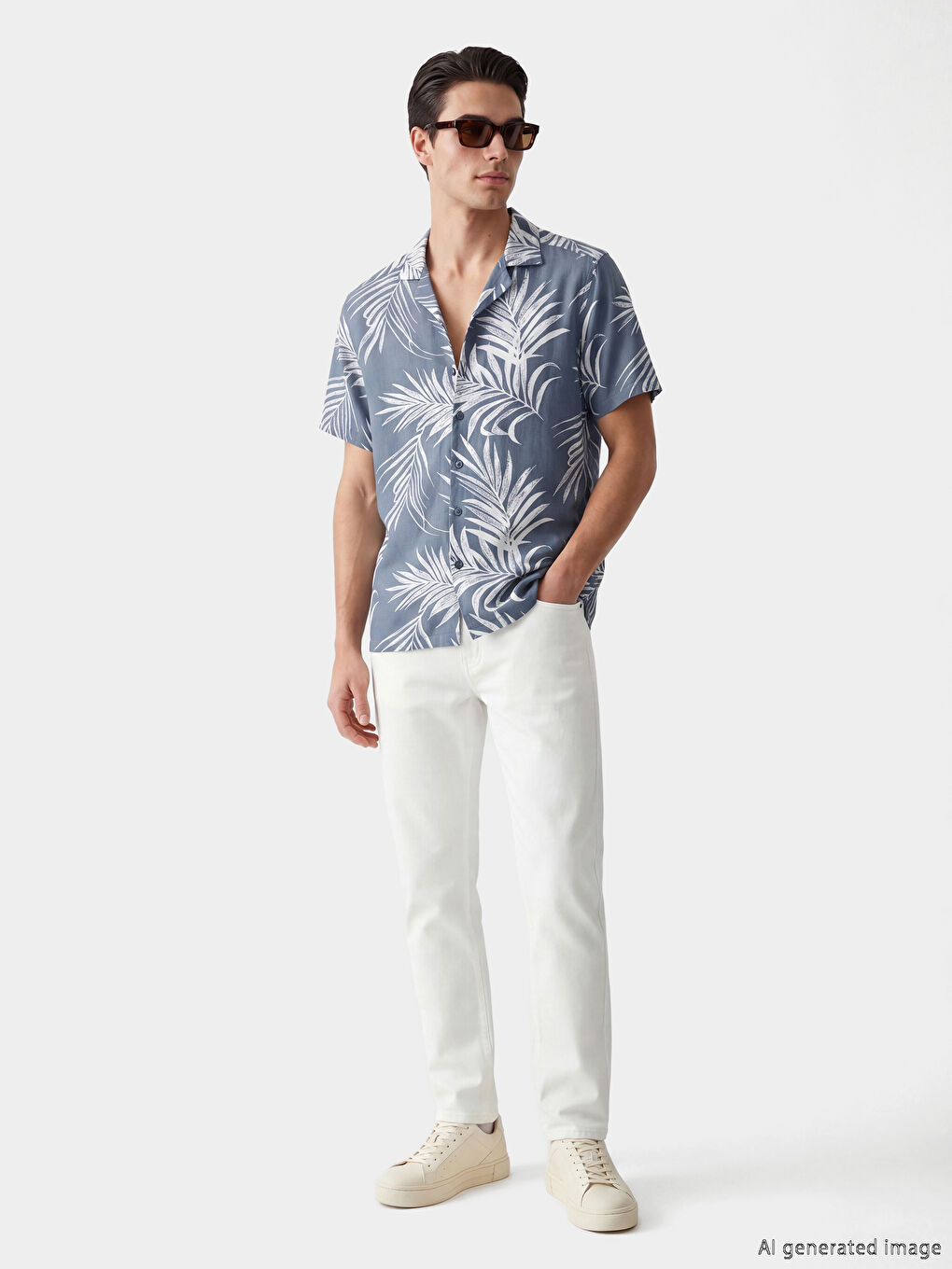 რეგულარული მორგების ნიმუშიანი ვისკოზის მამაკაცის პერანგი-1