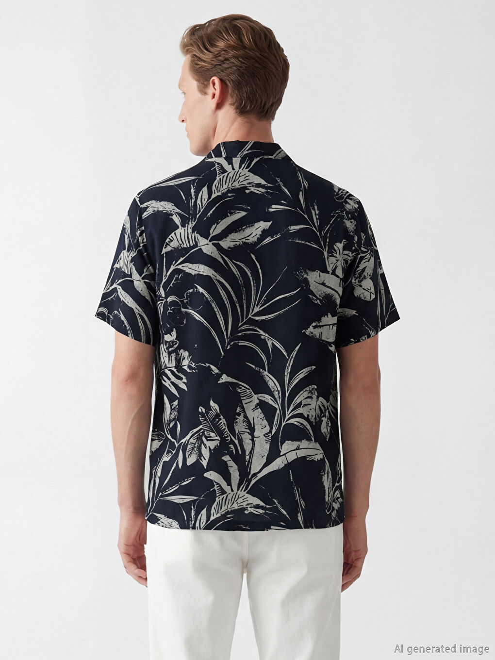 რეგულარული მორგების ნიმუშიანი ვისკოზის მამაკაცის პერანგი-3